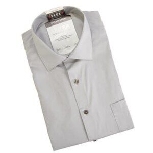 NWT Van Heusen pale Grey Button Up Fitted Dress Shirt size 15.5 32/33